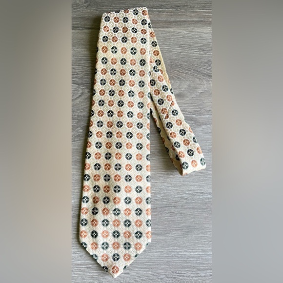 Vintage Hippie Disco Wide Neck Tie Orange Green 70s - Picture 1 of 2
